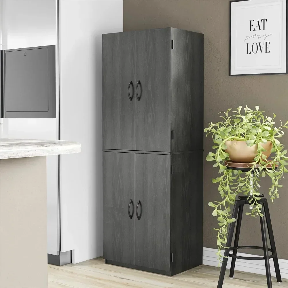 

4-Door 5' Storage Cabinet, Black Oak Bathroom Cabinets high-capacity Living Room Cabinets