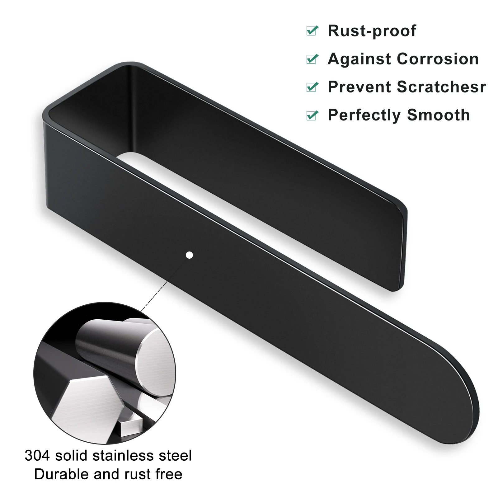 Self-Adhesive Towel Rack without Drilling, Black Towel Holder, Bathroom Hanger, Kitchen Accessories