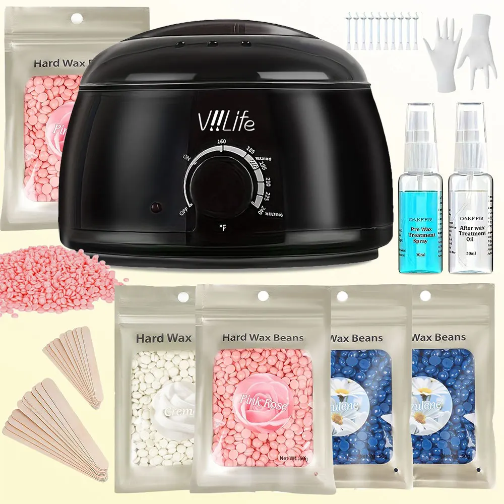 400ml Black Wax Melting Machine + 250g Wax Beans Set, Heating, Hair Removal And Therapy Machine