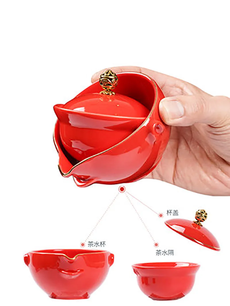 Automatic Kung Fu Tea Set, Traditional Chinese Red Tea Set, Semi-automatic Office Tea Set, Lazy Ceramic Teapot, Creative Cup,