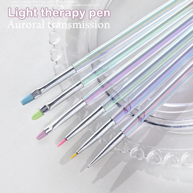 Nail Art Pinsel DIY Farbverlauf Nail Art Mal stift transparente Acryl Kehr bürsten Zeichnung Maniküre Nagel Werkzeug Zubehör – Detail 3