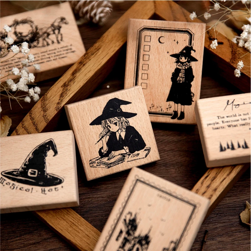 Alphabet Stamps Wooden Stamps Decorative Stamps Journal GO Magical Wooden Rubber Stamp Patterns Stamp for DIY Craft Card Scrapbooking Supplies Photo Album Diary Decor