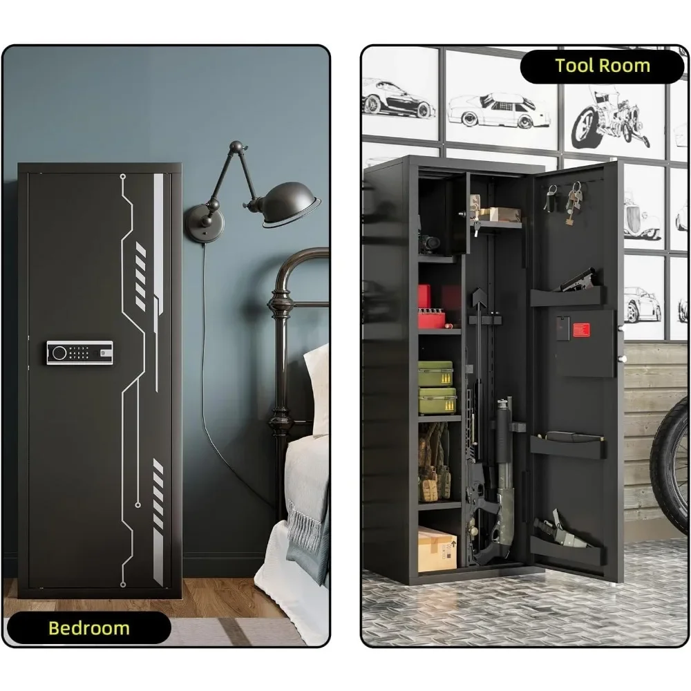 Gun Safe for Home Rifles and Shotgun, 8-12 Gun Cabinet for Rifles and Pistols,  Electronic Gun Cabinet with Removable Shelf 6