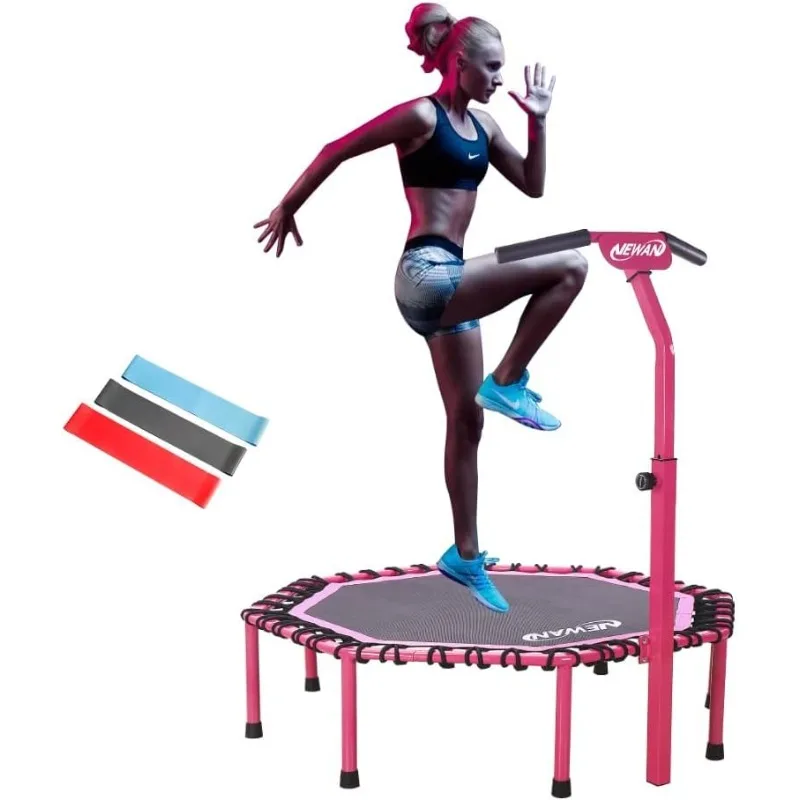 Trampolín de Fitness de 48 "con barra de mango ajustable, trampolín silencioso, rebotador de salto, entrenador de Cardio, entrenamiento para adultos