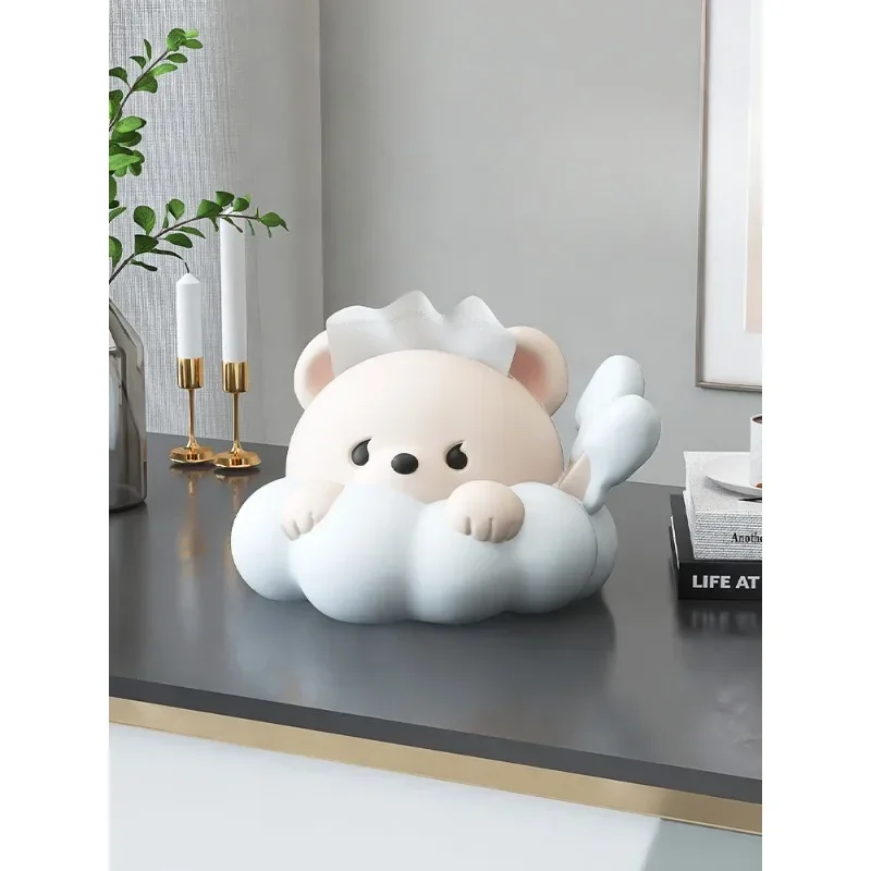 

Creative Bear Fortune Tissue Box Living Room High-end Light Luxury Paper Box Household Coffee Table Wine Cabinet Napkin Storage