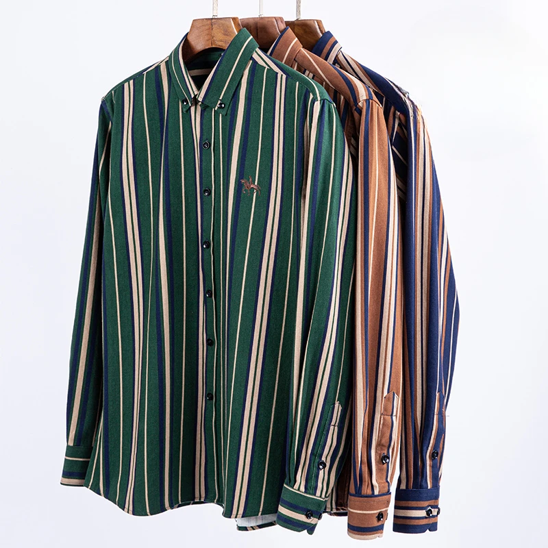 Cotton Shirt Plus size 6XL cotton korean fashion long-sleeve shirts for men slim fit formal plain shirt striped houndstooth plaid clothes