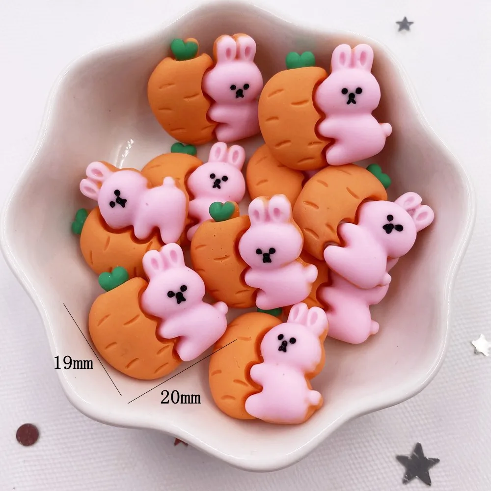 Resin Colorful 3D Carrot Figurines 10pcs for Scrapbook DIY Hair Bow Hairpin Embellishments