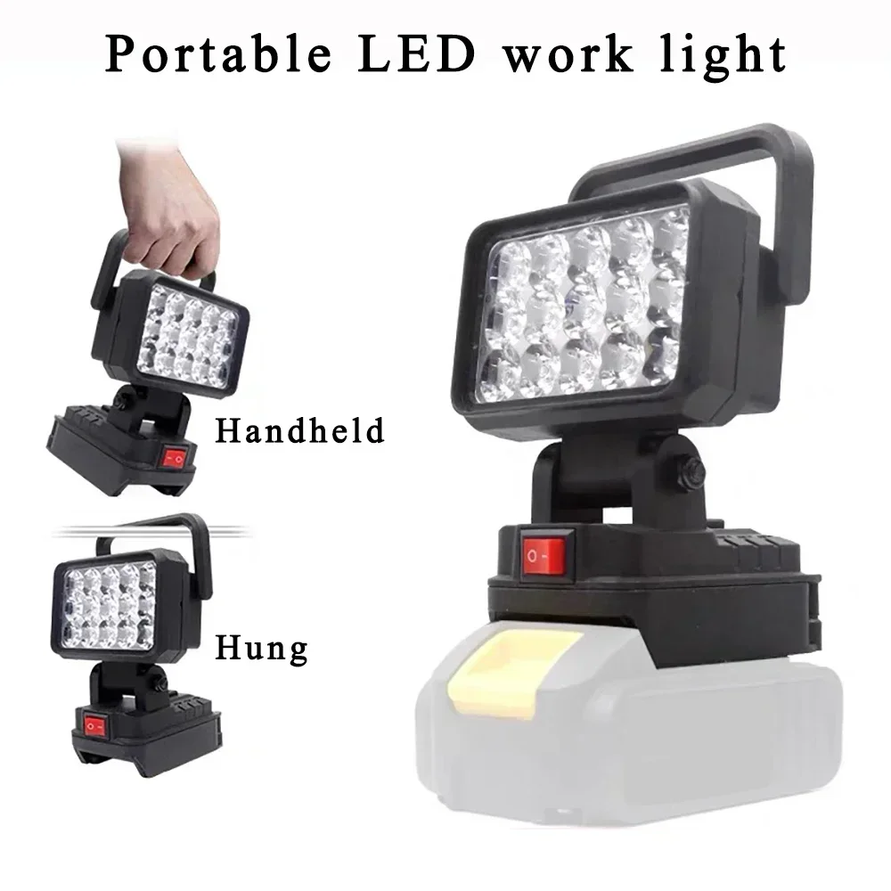 Portable work light 15 Beads LED Working Light Spotlight Portable Lamp Hand Lantern For Makita For Dewalt Milwaukee Bosch 18V Li-ion Battery