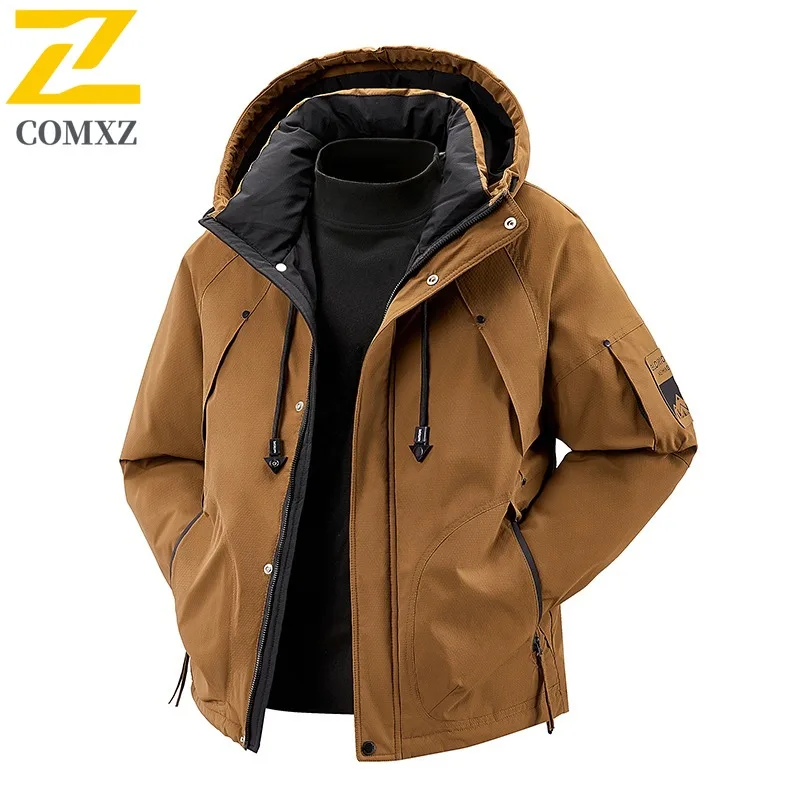 COMXZ Alpine Mountaineering Mens Jacket Thickened Windproof Warm Parka Casual Travel Comfortable Lightweight Winter Clothing