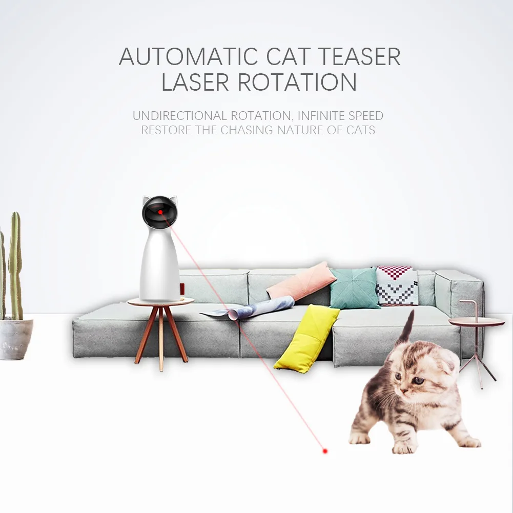 Cat Laser Toy Automatic,Interactive Toy for Kitten/Dogs - USB Charging,Placing High,5 Random Pattern,Automatic On/Off and Silent