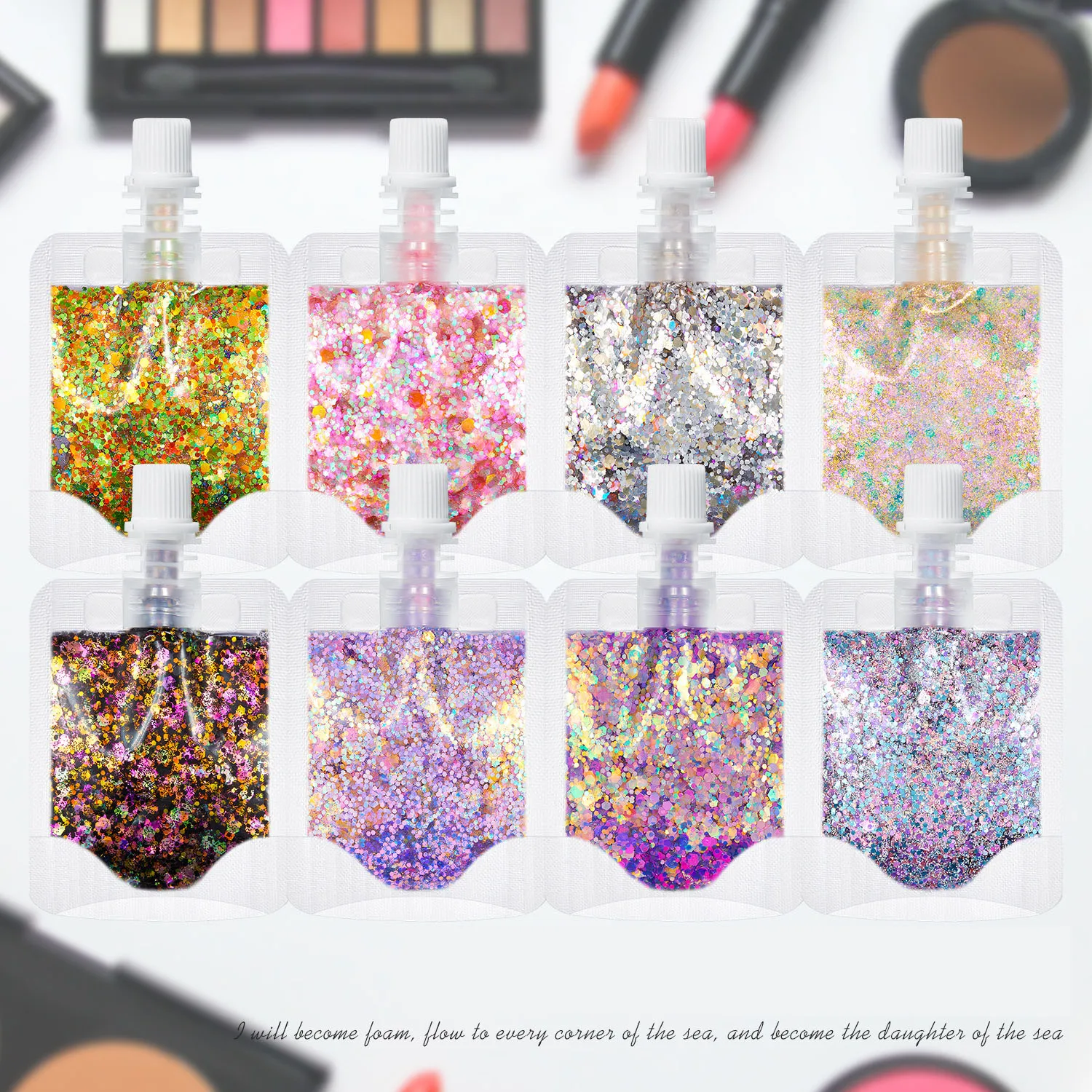 8 Color Chunky Glitter Makeup Shiny Cosmetic Grade Body Glitter Sequin Gel for Hair Face Body Nail Decoration