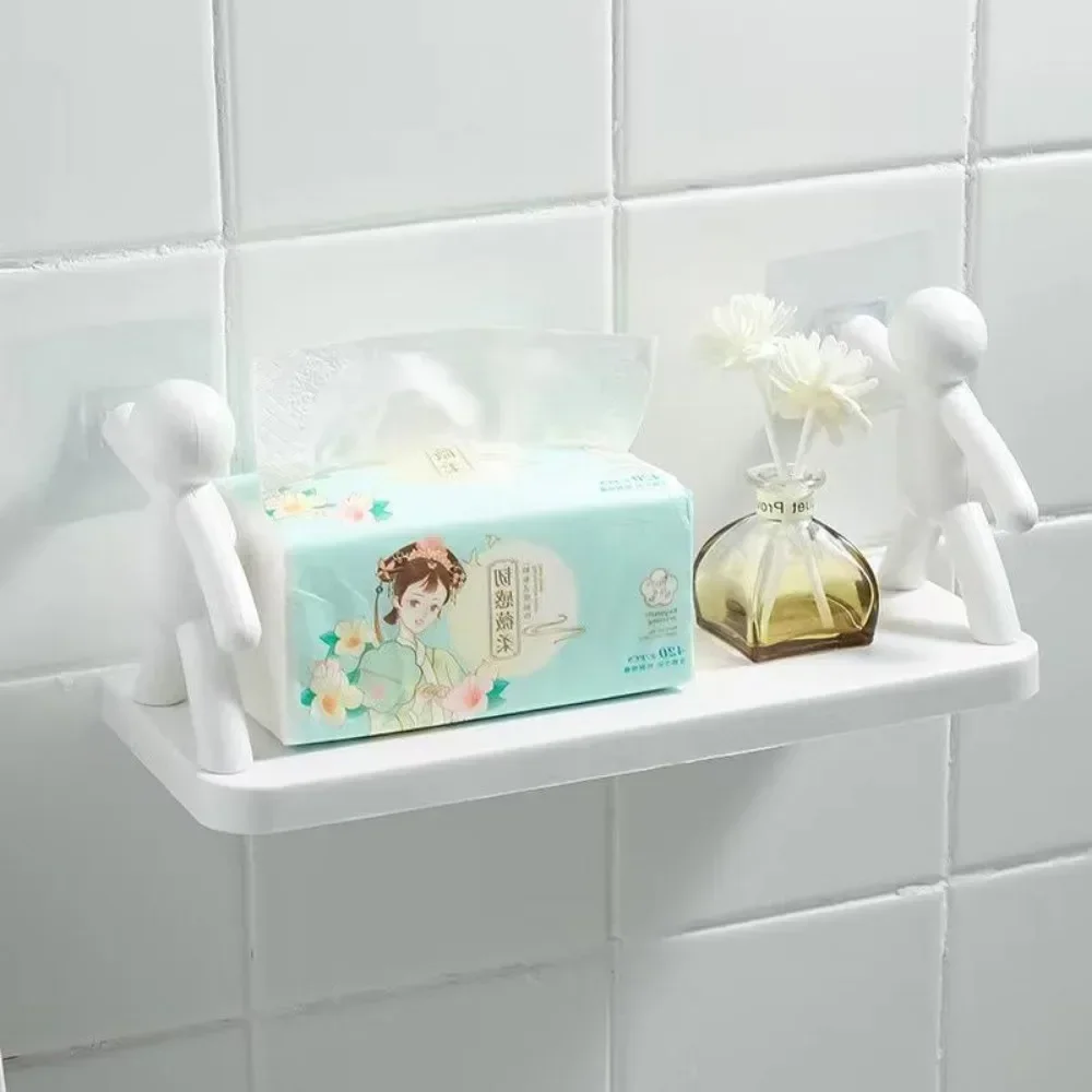 Cosmetic Toilet Organizer Home Kitchen PP Plastic Rack Self-adhesive Shampoo Shelves Shower Towel Rack for Bathroom Kitchen Room 4