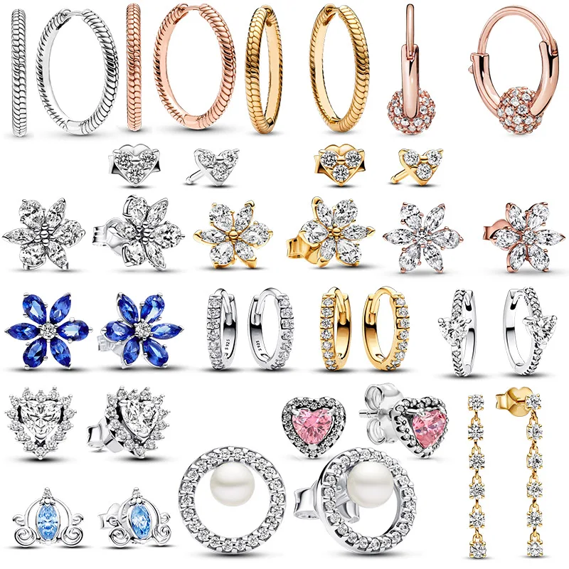 

Серьги-кольца женские из серебра 925 пробы с голубым гербаритом