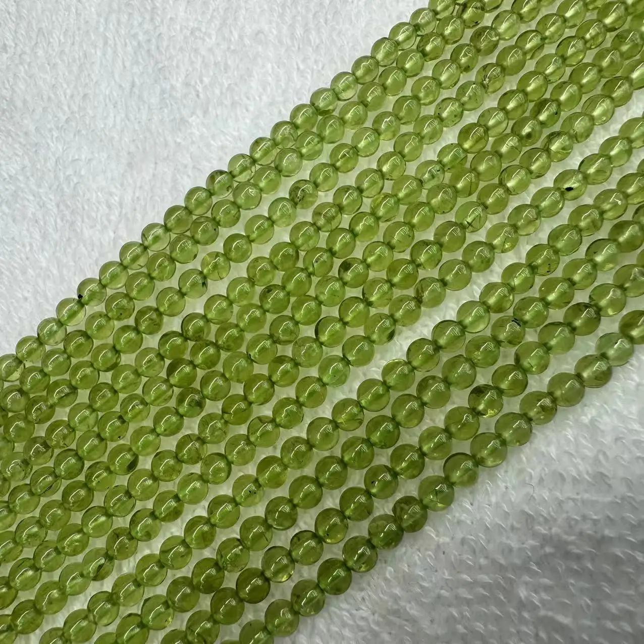 

3.4mm Natural Peridot Stone Natural Gemstone Diy Loose Beads For Jewelry Making Strand 15" Wholesale