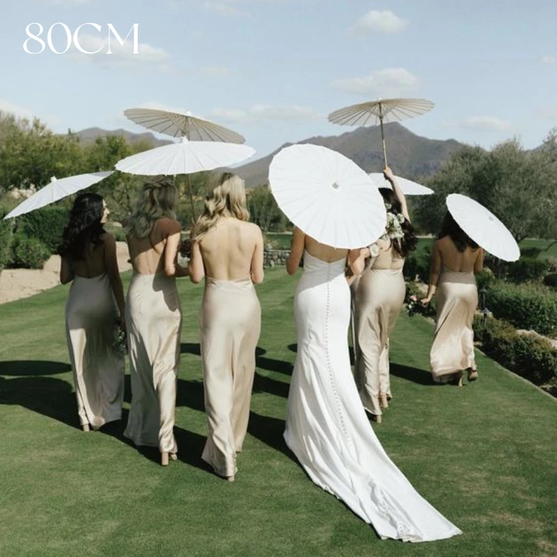 5 12 16PCS Paper Parasol Wedding Paper Umbrella Party Favor 60 80cm White Umbrellas for Bridal Shower Centerpieces Photo Props