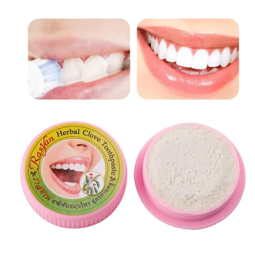 1/2pcs 25g Natural Herbal Clove Thailand Toothpaste Tooth Whitening Powder Oral Hygiene Cleaning Toothbrush Remove Stains