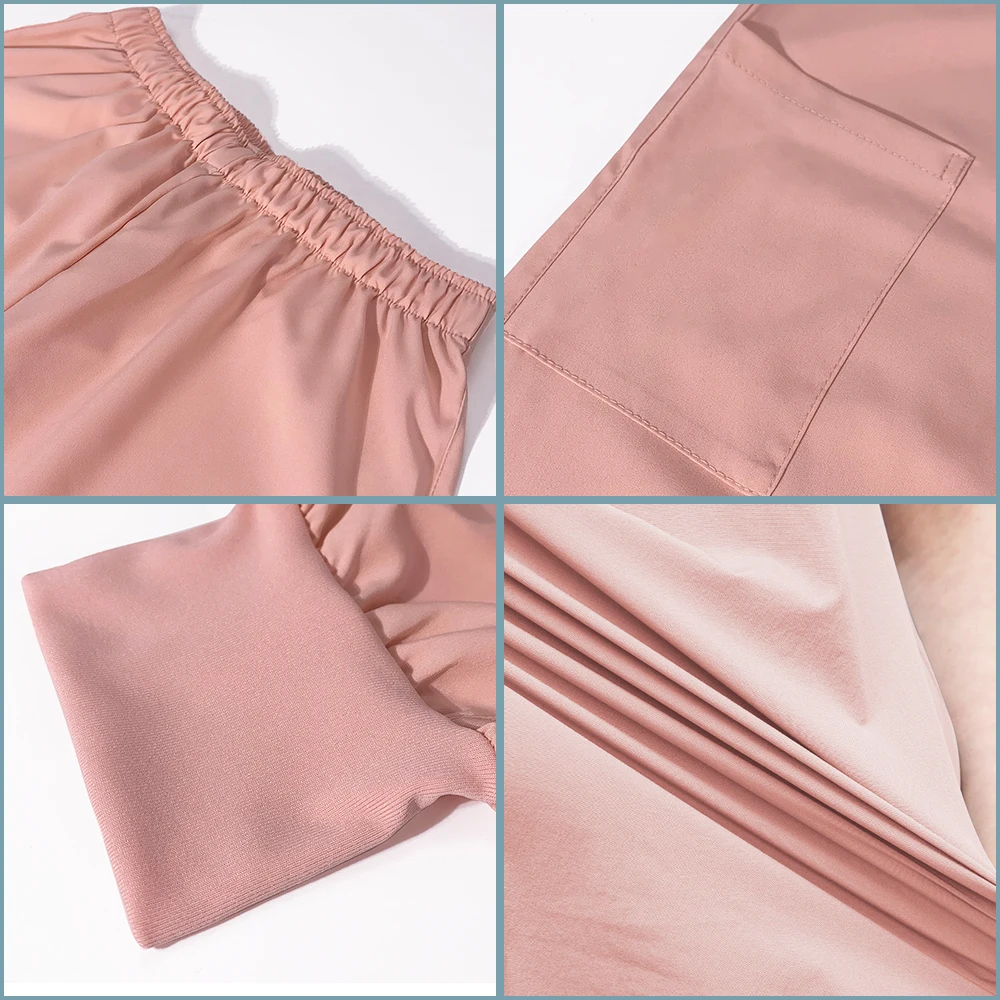 Medical Uniform 7 Colors Zipper V-neck Short Sleeve Pocket Nursing Working Top Pants Uniform