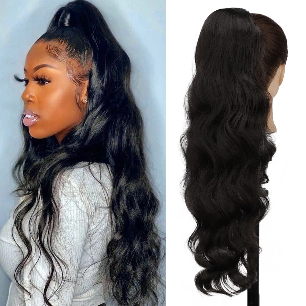 

Long Wavy Ponytail Drawstring Clip In Pony Tail Hair Extensions Natural Fake Ponytail Hairpiece for Women Synthetic Horse Tail