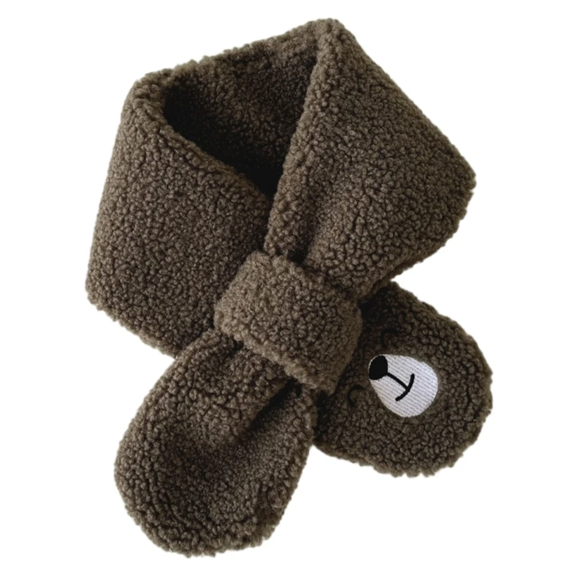 Y1UB Autumn Winter Kids Scarf Cartoon Warm Neckerchief for Girls and Boys Comfortable Cosy Neck Scarf Baby Accessory