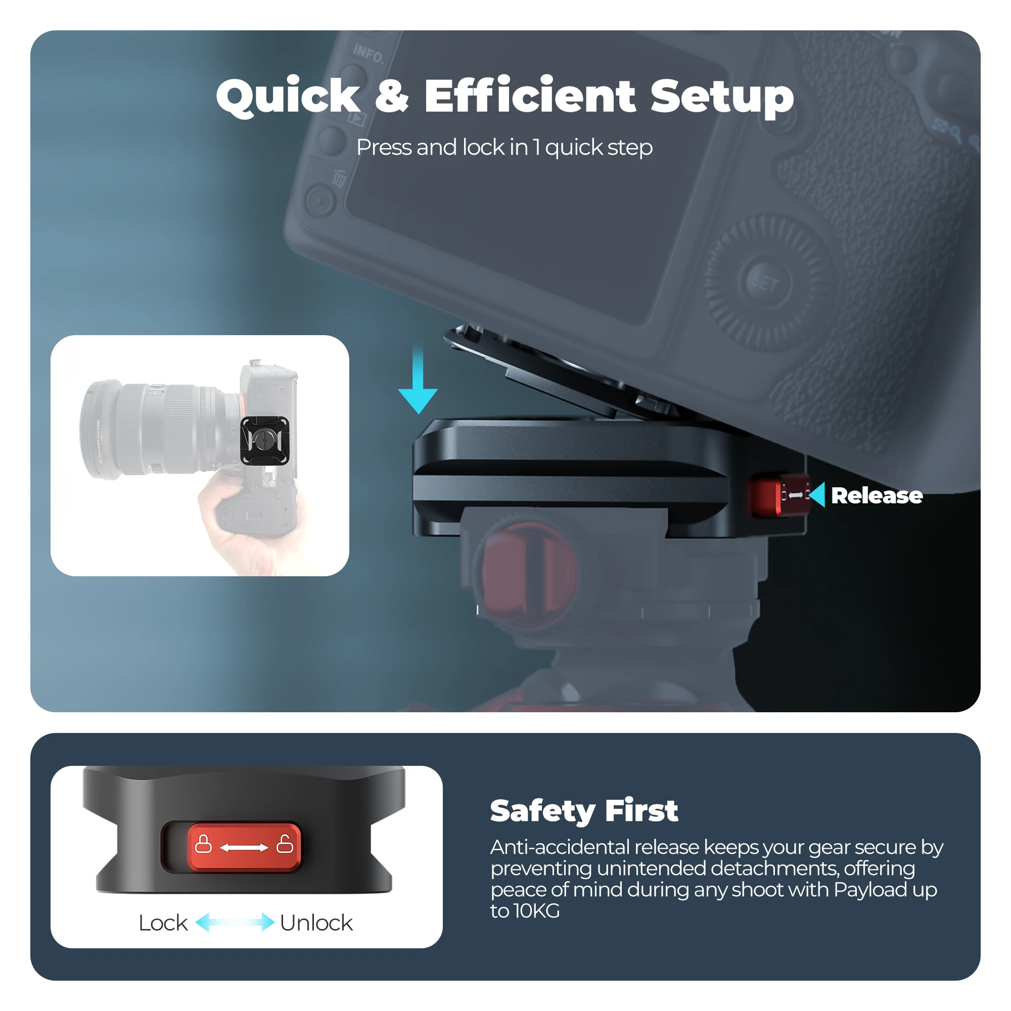 Tripod Quick Release Clamp Compatible DSLR Cameras Aluminum Build with 1/4"-20 S