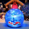 Christmas Inflatable Balls Decorations Blow Ups Christmas Ornament Blue Ball with Santa Gift Designed Pattern Indoor Outdoor Toy 1
