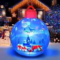 Christmas Inflatable Balls Decorations Blow Ups Christmas Ornament Blue Ball with Santa Gift Designed Pattern Indoor Outdoor Toy 1
