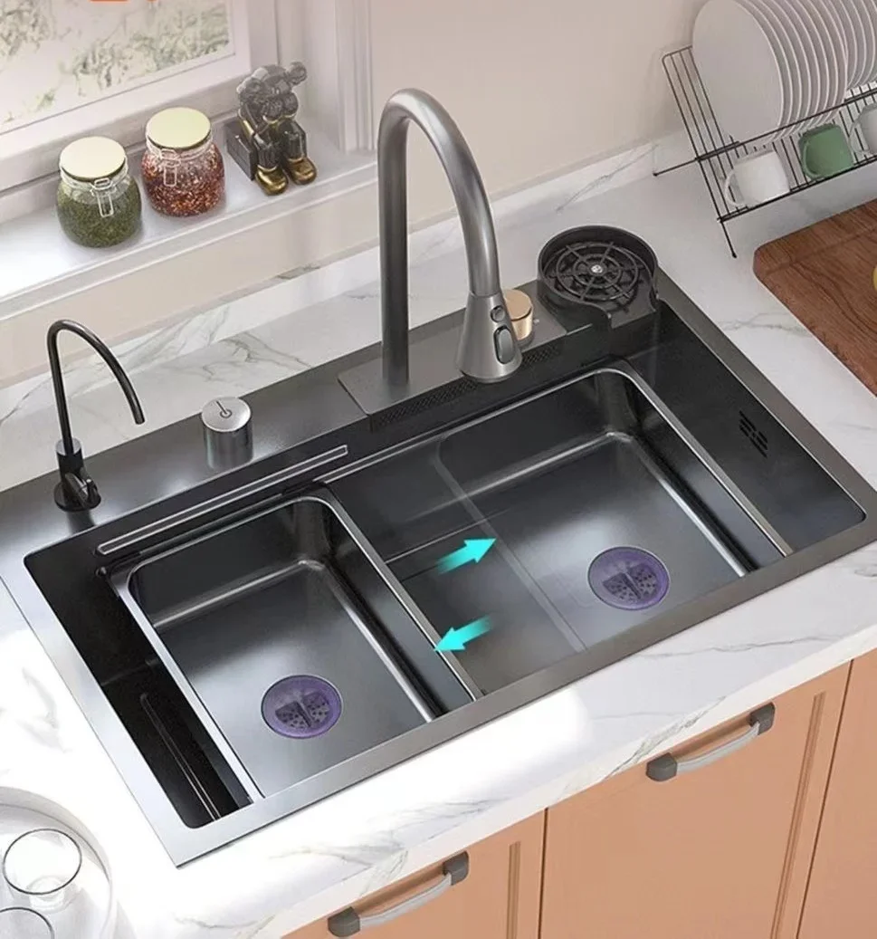 Kitchen Sink Faucet Set Kitchen Sink Waterfall Faucet Large Single 304 Stainless Steel kitchen sink faucet set,kitchen sink,kitchen accessories