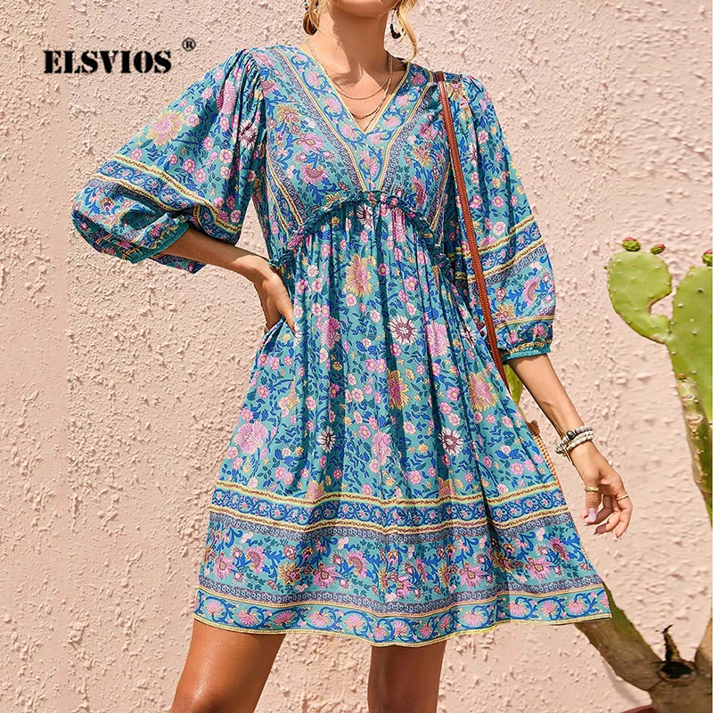 

Женское платье с коротким рукавом и V-образным вырезом, с высокой талией