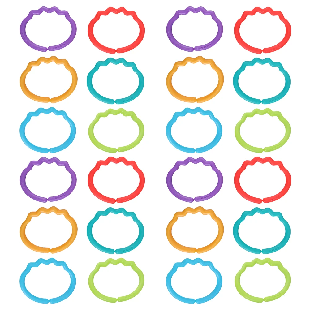 

24Pcs Link- to- Go Connecting Rings Hanging Stroller Ring Toycolor Recognition Toys Early Education Learning Travel Accessory