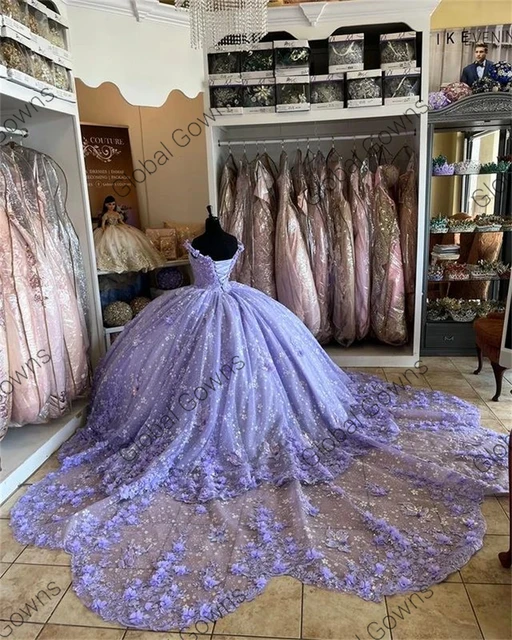 Chic Purple Ruffled Sleeveless Princess Wedding Dress Ball Gown | LizProm