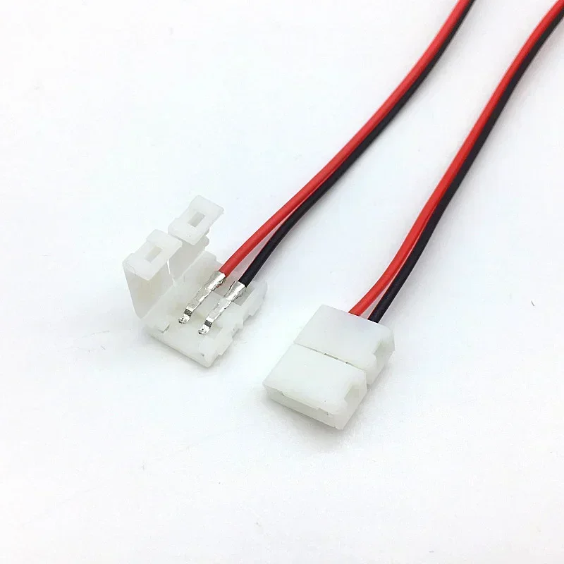 8/10mm No Soldering 2 Pin Led Strip Connectors 8mm 10mm Power Wire Connector for 2835/5050 Led Strip Wire PCB Ribbon 20/40pcs