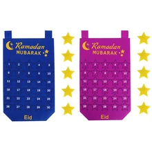 

30days Advent Calendar Ramadan Mubarak Star Felt Countdown Calendar Eid Mubarak Kids Gift Islamic Muslim Home Ramadan Decoration