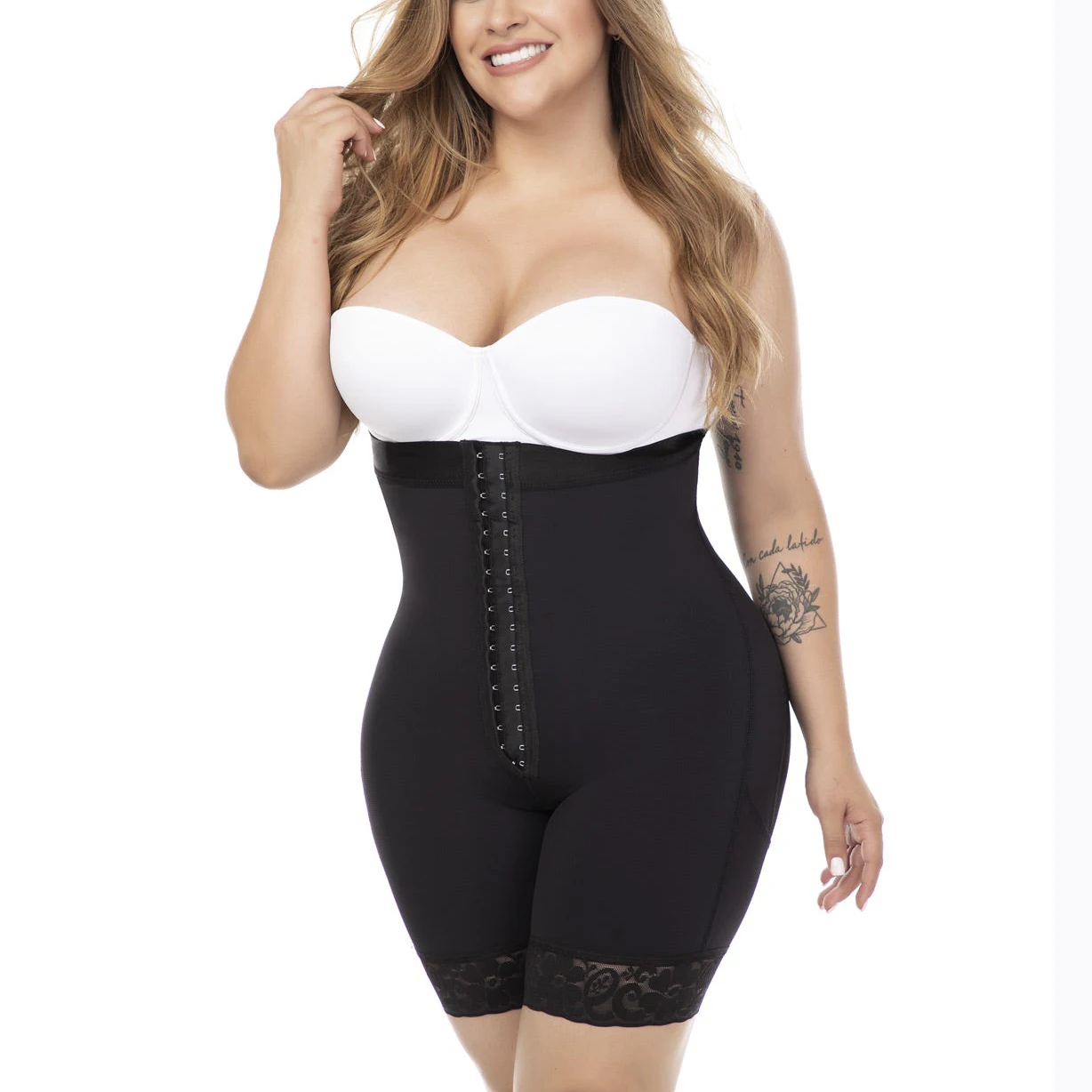 Mid-Thigh Strapless Butt Lift Shapewear Faja Colombian Bodysuit Everyday Use Girdle Powernet