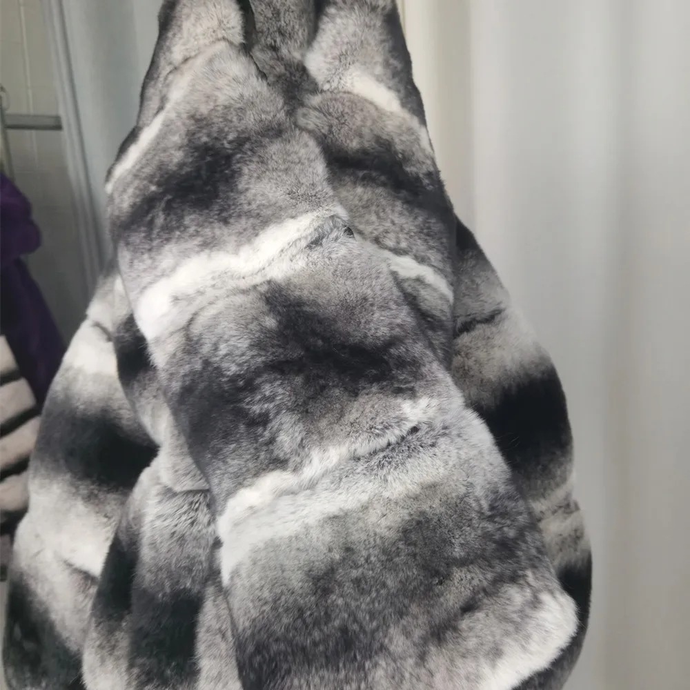Scarf Real Rex Rabbit Fur scarf Natural fur Unisex 120cm long Width 13cm
