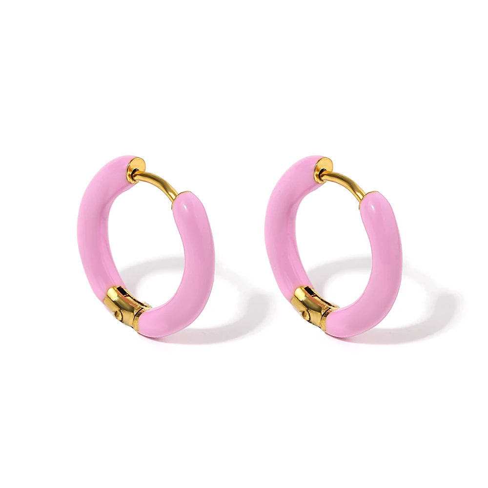Colorful Neon Enamel Huggie Hoops for Women