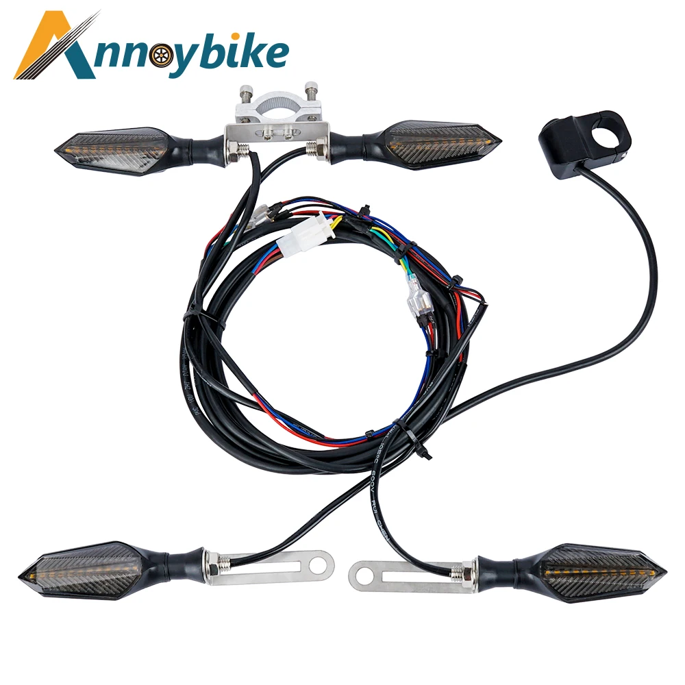 Kit Feux Avant/Arrière LED 36V-48V Pour Vélo Électrique - Clignotants, Phare, Klaxon - Neuf