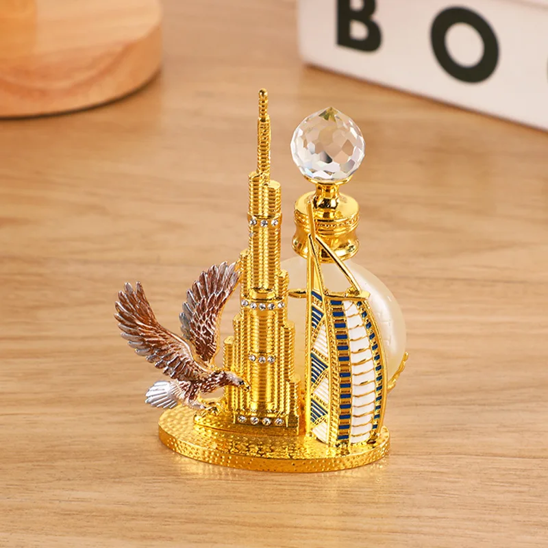 60pcs10ml Middle East Dubai Burj Al Arab Hotel Burj Khalifa Falcon Metal Perfume Bottle Essential Oil Refillable Attar Bottles 4