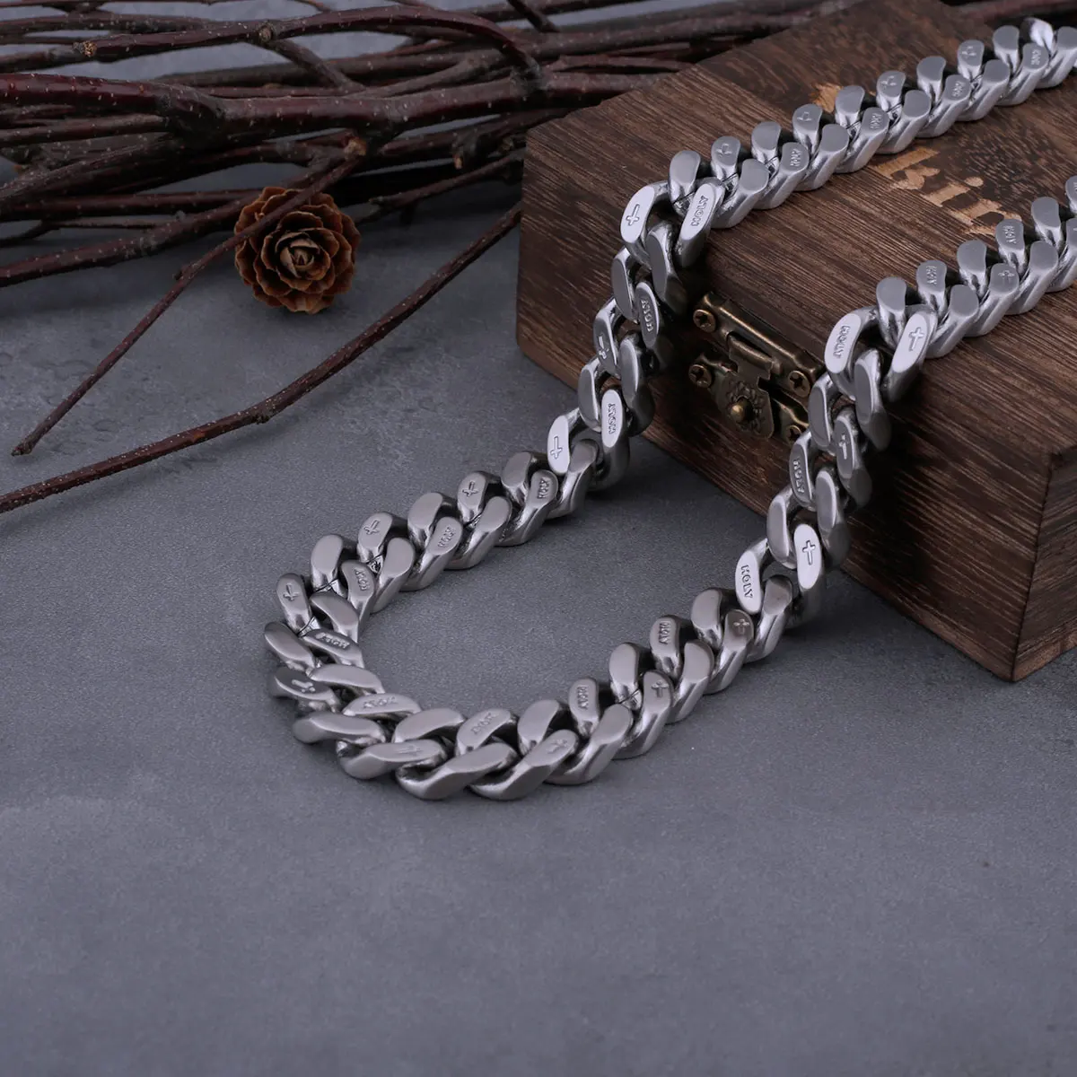 Collana A Maglie Cubane In Acciaio Inossidabile Da 10 Pezzi Per Uomo Donna Appannamento Collana A Catena Pesante Con Cordolo Pesante Girocollo 16 18 20 22 24 Pollici - Foto 2