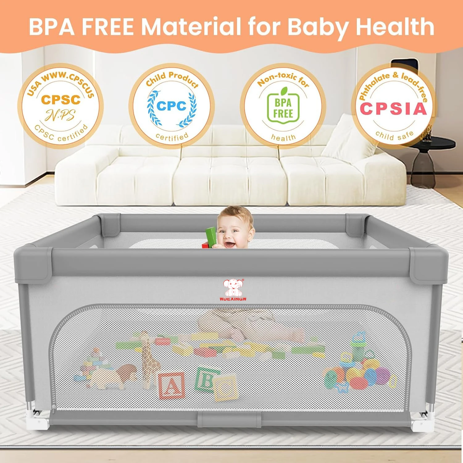 Foldable Baby Playpen Guardrail Playground Baby Safety Barrier baby corralitos Children toys Protector Barrier Playpen 47"X47"
