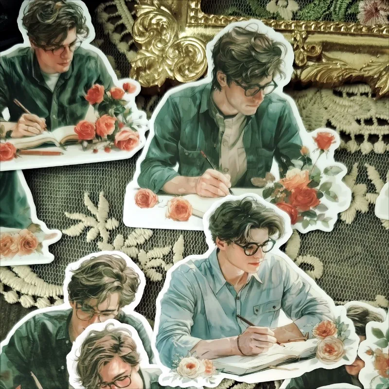 17pcs Creative Cute Self-made Boy Likes Reading Books Scrapbooking Stickers /Decorative DIY Craft Photo Albums Art Supplies