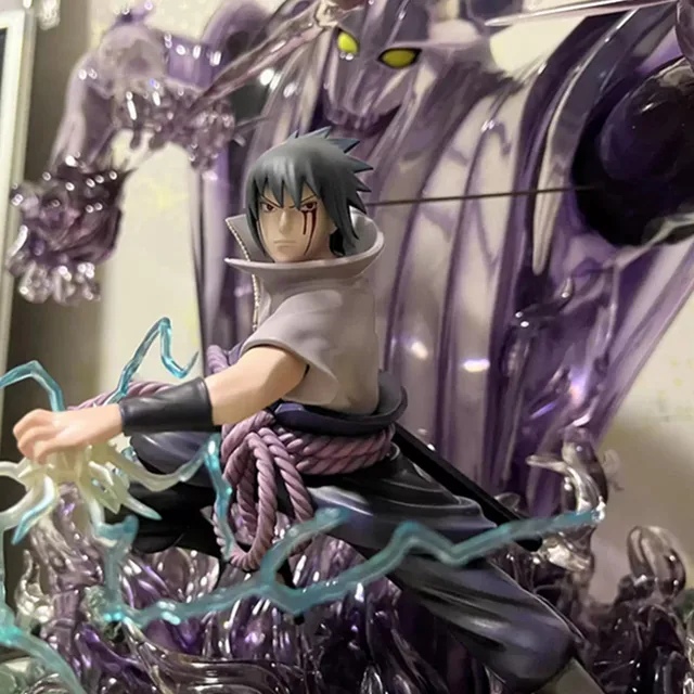 45CM Anime NARUTO Uchiha Sasuke Susanoo Battle Form Statue Resin 2 Heads Action Figure Full-Length Model Toy