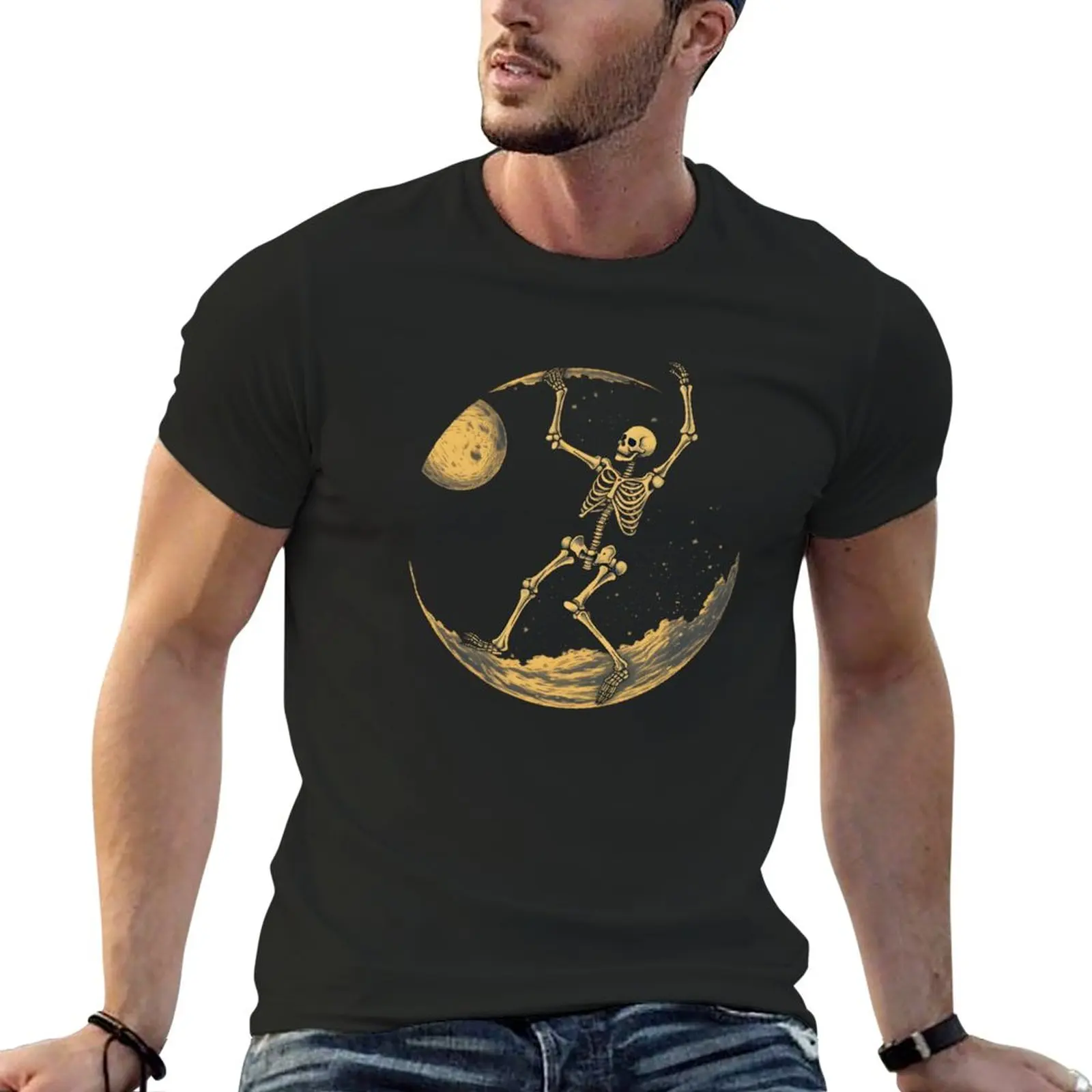 

New A Skeleton In Outer Space on the Moon T-Shirt cute clothes boys t shirts tshirts for men