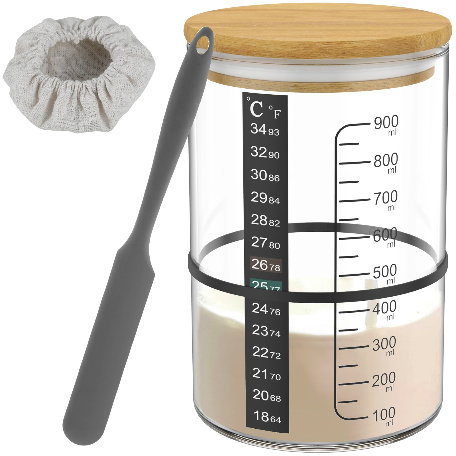 900 ML Sourdough Starter Jar Kit Large Capacity Reusable Sourdough Starter Conta