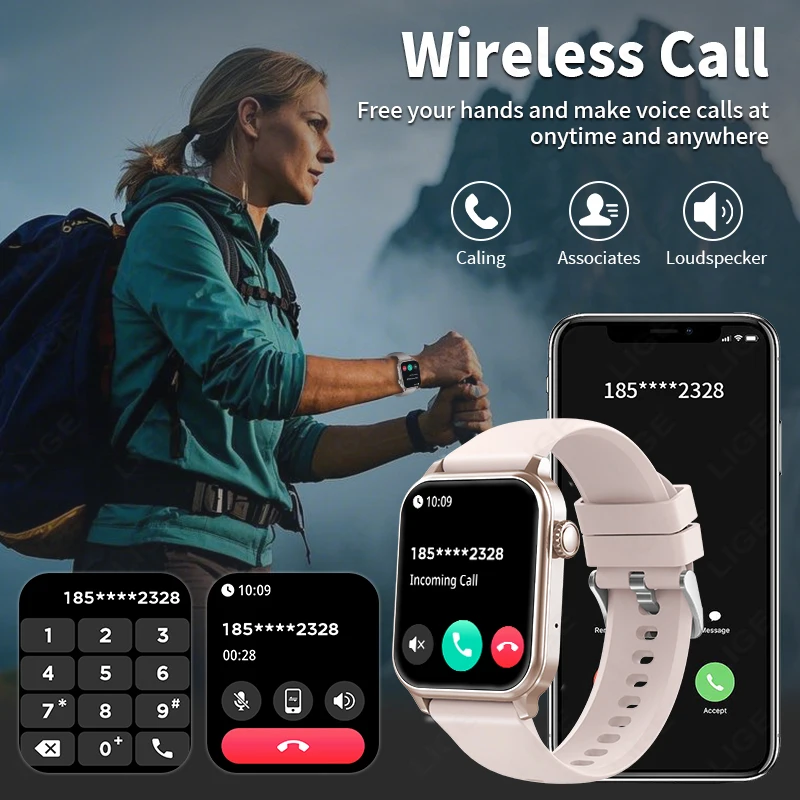 LIGE Smart Watch 2025 For Men Women 1.83 Inch Bluetooth Call 600mAh Battery Smartwatch Health Tracking Relojes Smart Wristwatch