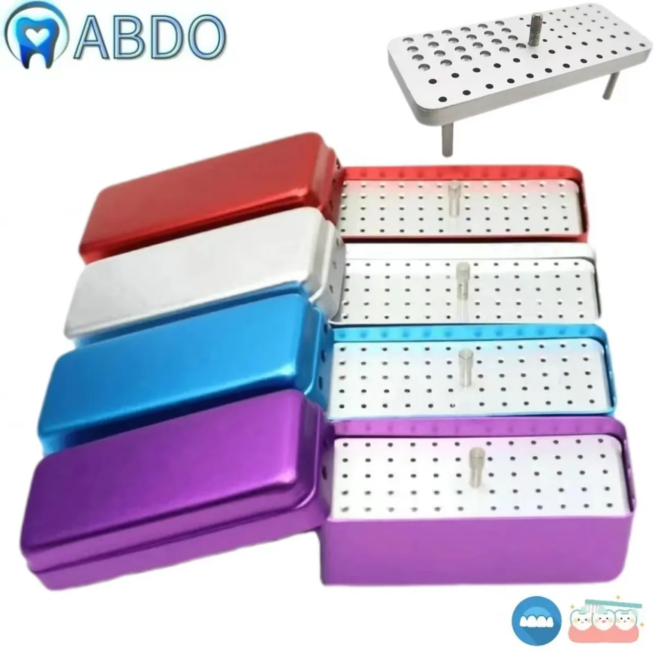 

1Pcs Dental 72 Holes Endo Box Dental Aluminum Disinfection Box Autoclave Sterilizer Case Diamond Burs Holder for Endo Files