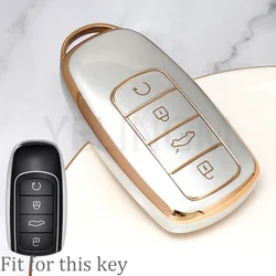 Premium 4-Button TPU Car Key Case Holder and Keychain Accessory (New Style Gold)