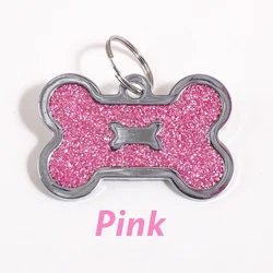Personalized Bone - Shaped Dog ID Tag with Custom Text and Laser Engraving (Pink)