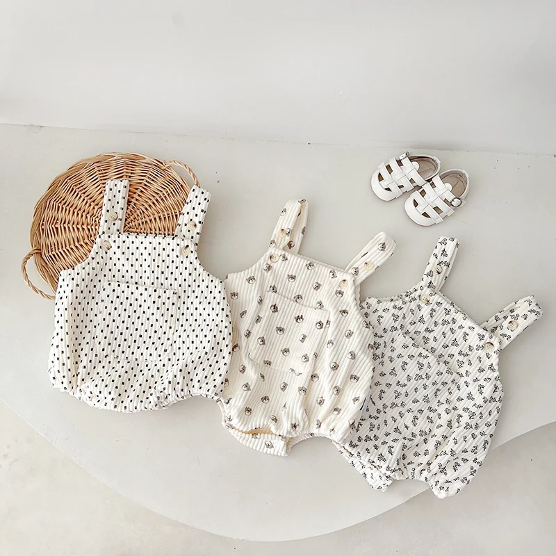 Newborn Baby Girls Romper Outfits Shorts Korean Fashion Soft Thickened Crawling Suspender Trousers Cotton