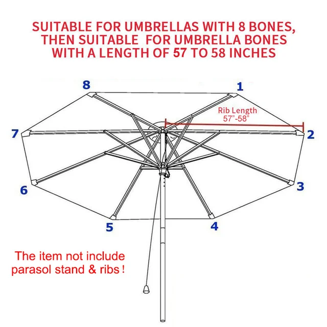 thumbnail image 2 of Patio Umbrella Replacement Canopy - 8ft/9ft/10ft Size For 6 Or 8 Rib Cantilever Umbrellas 2 of 13