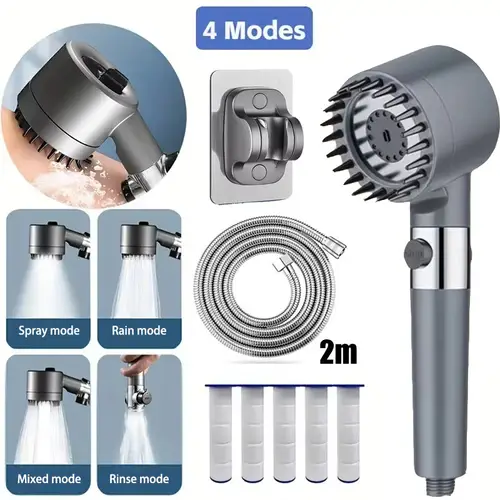 Four Modes Shower Filter Head Massage Showerhead Replete for Shower Knobs Bathroom Accessories Heads Showers Parts Fixture Home